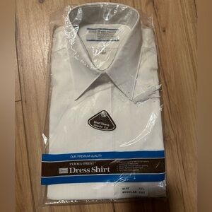 Vintage Sears Classic White Short-Sleeve Dress Shirt NEW